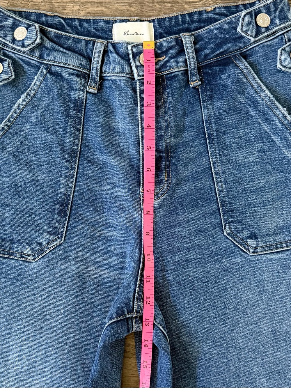 KanCan Haylee 90s Wide Leg Jeans Ultra High Rise Dark Wash Cuffed 7/27 - Picture 9 of 12